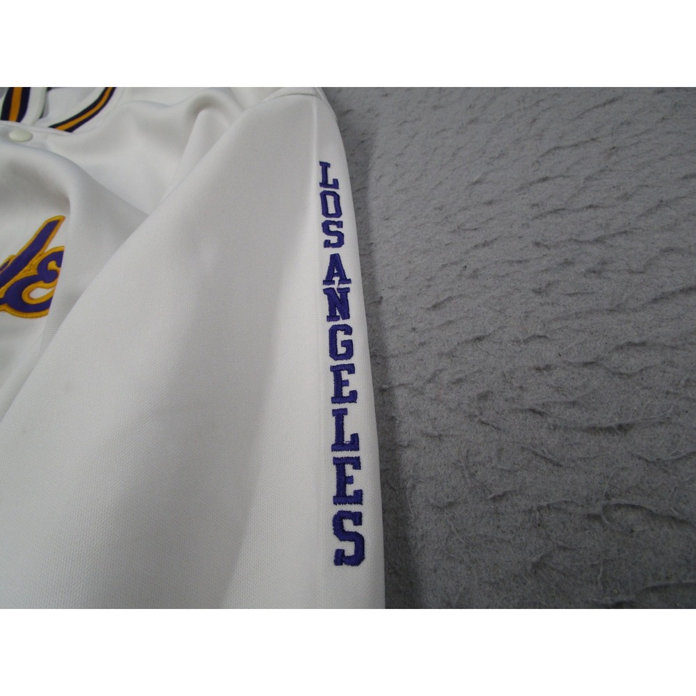 Vintage Pro Champ Los Angeles Basketball Mens 2XL White Snap Front Warm Up 90s - Picture 6 of 12